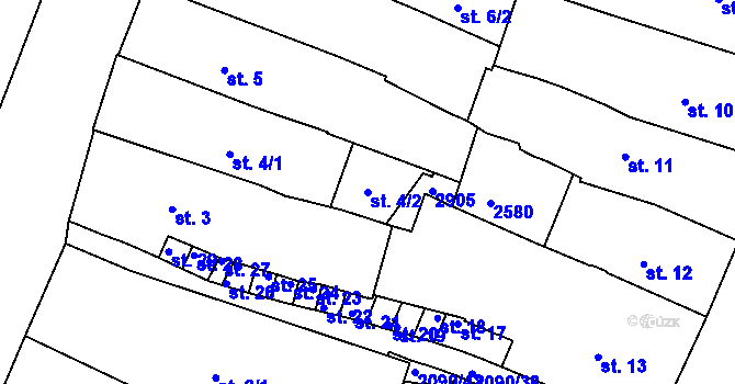 Parcela st. 4/2 v KÚ Písek, Katastrální mapa