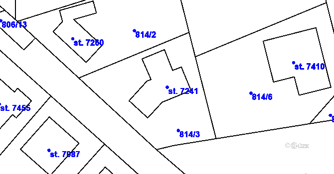 Parcela st. 7241 v KÚ Písek, Katastrální mapa
