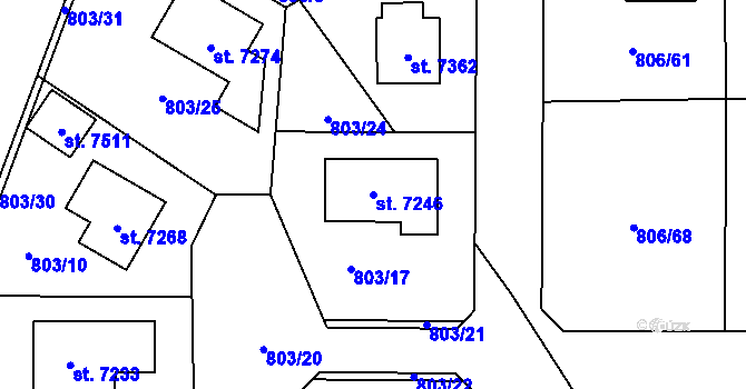 Parcela st. 7246 v KÚ Písek, Katastrální mapa