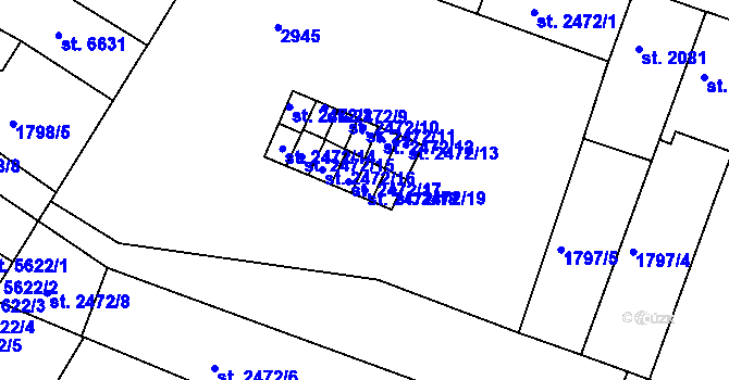 Parcela st. 2472/18 v KÚ Písek, Katastrální mapa