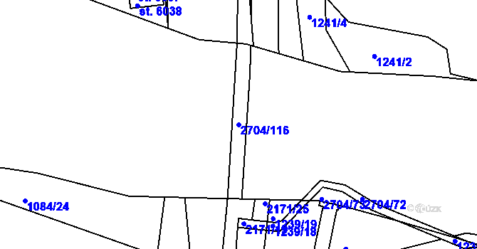 Parcela st. 2704/116 v KÚ Písek, Katastrální mapa