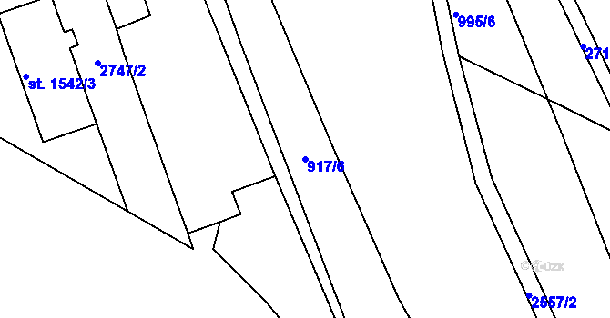 Parcela st. 917/6 v KÚ Písek, Katastrální mapa