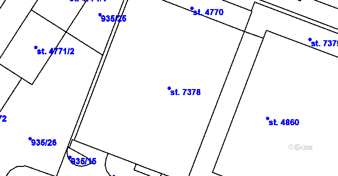 Parcela st. 7378 v KÚ Písek, Katastrální mapa