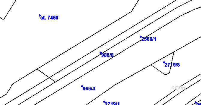 Parcela st. 988/8 v KÚ Písek, Katastrální mapa