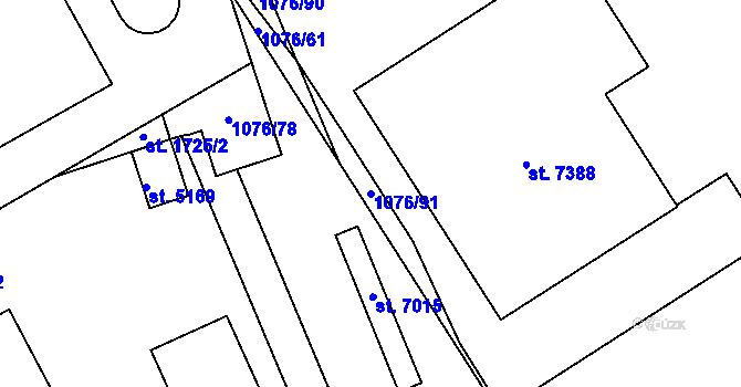 Parcela st. 1076/91 v KÚ Písek, Katastrální mapa