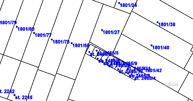 Parcela st. 2465/5 v KÚ Písek, Katastrální mapa