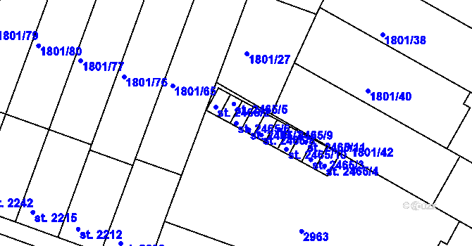 Parcela st. 2465/6 v KÚ Písek, Katastrální mapa