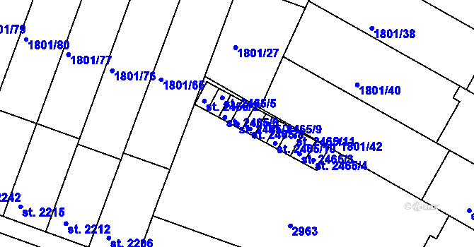 Parcela st. 2465/7 v KÚ Písek, Katastrální mapa