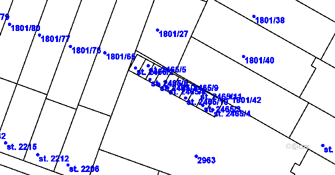 Parcela st. 2465/8 v KÚ Písek, Katastrální mapa