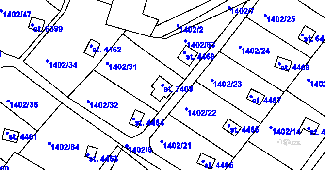 Parcela st. 7409 v KÚ Písek, Katastrální mapa