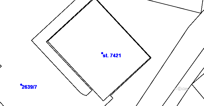 Parcela st. 7421 v KÚ Písek, Katastrální mapa