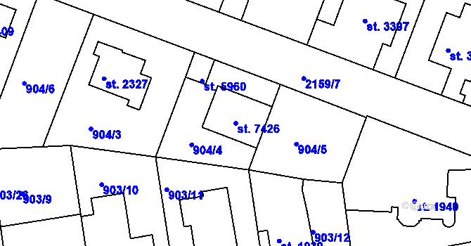 Parcela st. 7426 v KÚ Písek, Katastrální mapa
