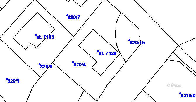 Parcela st. 7428 v KÚ Písek, Katastrální mapa