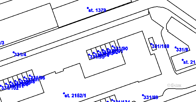 Parcela st. 331/93 v KÚ Písek, Katastrální mapa