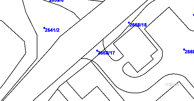 Parcela st. 2668/17 v KÚ Písek, Katastrální mapa