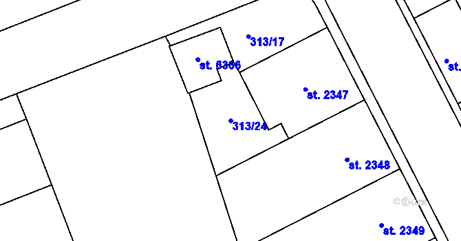 Parcela st. 313/24 v KÚ Písek, Katastrální mapa