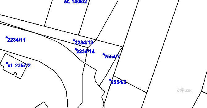 Parcela st. 2554/7 v KÚ Písek, Katastrální mapa