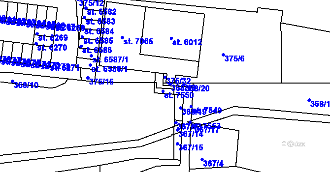 Parcela st. 368/18 v KÚ Písek, Katastrální mapa