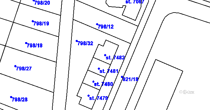 Parcela st. 7482 v KÚ Písek, Katastrální mapa