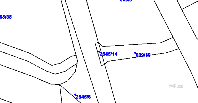 Parcela st. 2645/14 v KÚ Písek, Katastrální mapa