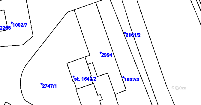 Parcela st. 2994 v KÚ Písek, Katastrální mapa