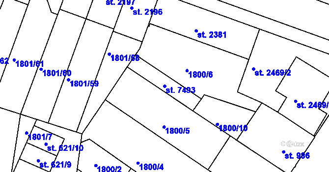 Parcela st. 7493 v KÚ Písek, Katastrální mapa