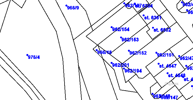Parcela st. 966/18 v KÚ Písek, Katastrální mapa