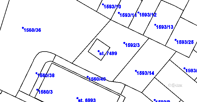 Parcela st. 7499 v KÚ Písek, Katastrální mapa