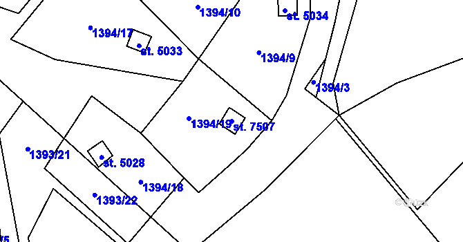 Parcela st. 7507 v KÚ Písek, Katastrální mapa