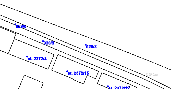 Parcela st. 928/8 v KÚ Písek, Katastrální mapa