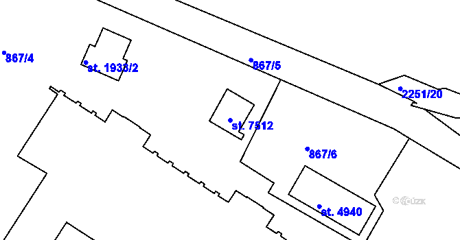 Parcela st. 7512 v KÚ Písek, Katastrální mapa