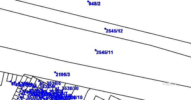 Parcela st. 2545/11 v KÚ Písek, Katastrální mapa