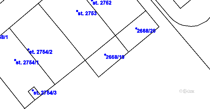 Parcela st. 2668/19 v KÚ Písek, Katastrální mapa