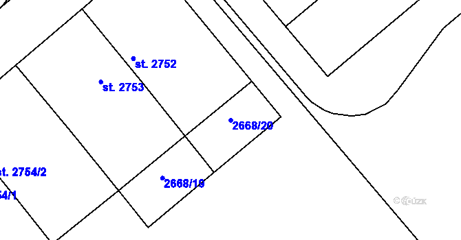 Parcela st. 2668/20 v KÚ Písek, Katastrální mapa