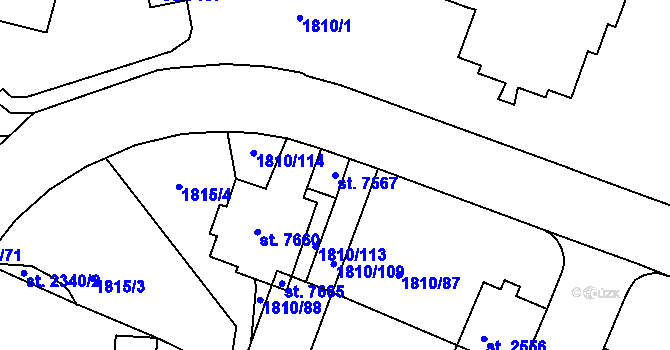 Parcela st. 7567 v KÚ Písek, Katastrální mapa