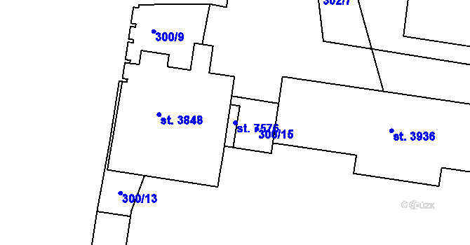 Parcela st. 7576 v KÚ Písek, Katastrální mapa