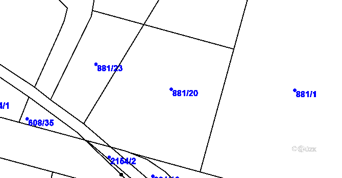 Parcela st. 881/20 v KÚ Písek, Katastrální mapa
