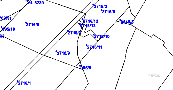 Parcela st. 2716/11 v KÚ Písek, Katastrální mapa