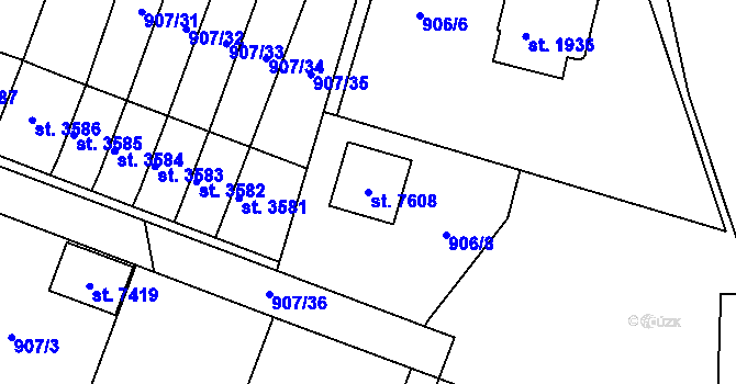 Parcela st. 7608 v KÚ Písek, Katastrální mapa