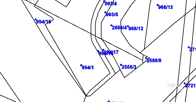 Parcela st. 994/16 v KÚ Písek, Katastrální mapa