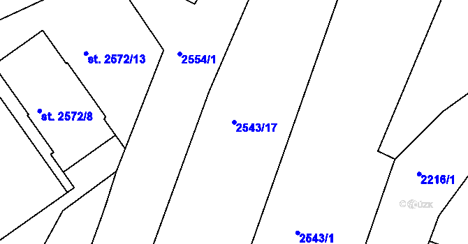 Parcela st. 2543/17 v KÚ Písek, Katastrální mapa