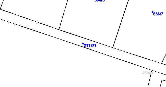 Parcela st. 2118/1 v KÚ Písek, Katastrální mapa