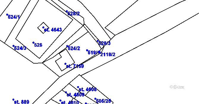 Parcela st. 2118/2 v KÚ Písek, Katastrální mapa