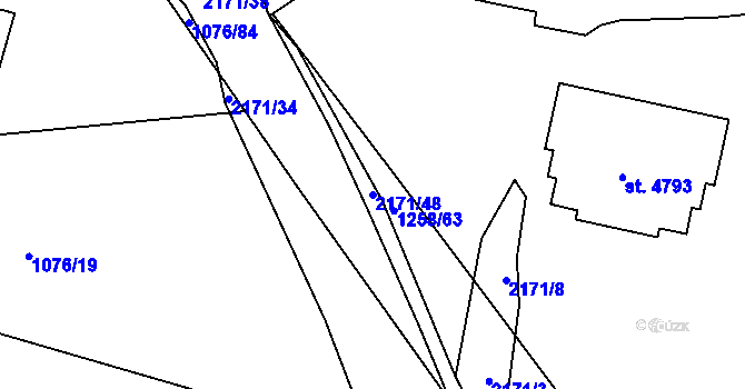 Parcela st. 2171/48 v KÚ Písek, Katastrální mapa