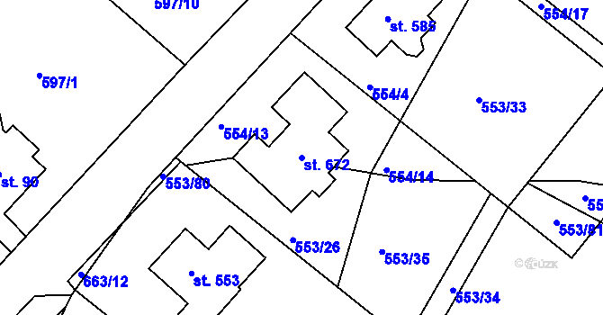 Parcela st. 672 v KÚ Hradiště u Písku, Katastrální mapa