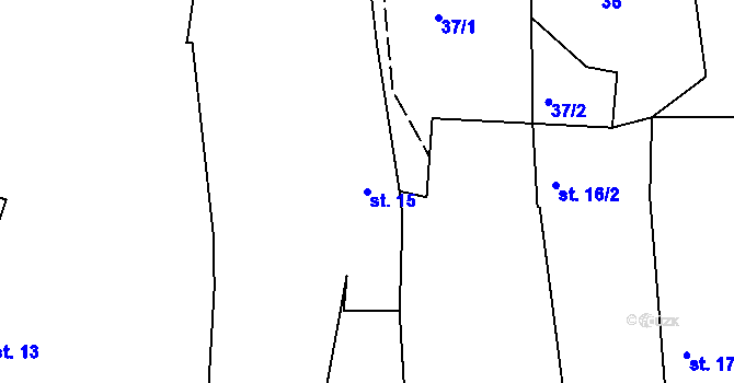 Parcela st. 15 v KÚ Hradiště u Písku, Katastrální mapa