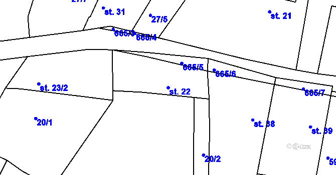 Parcela st. 22 v KÚ Hradiště u Písku, Katastrální mapa