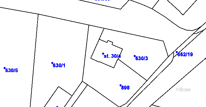 Parcela st. 30/4 v KÚ Hradiště u Písku, Katastrální mapa
