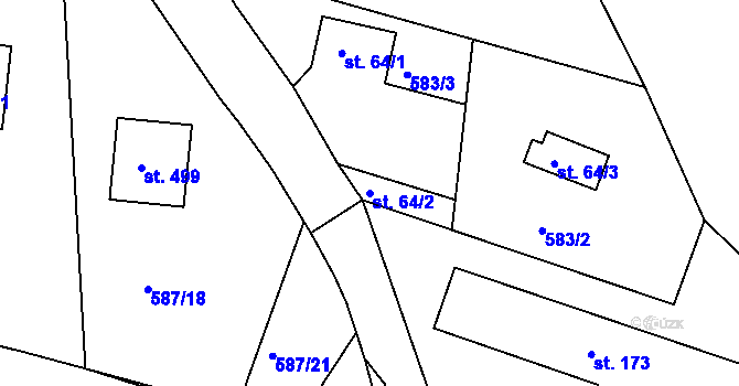 Parcela st. 64/2 v KÚ Hradiště u Písku, Katastrální mapa