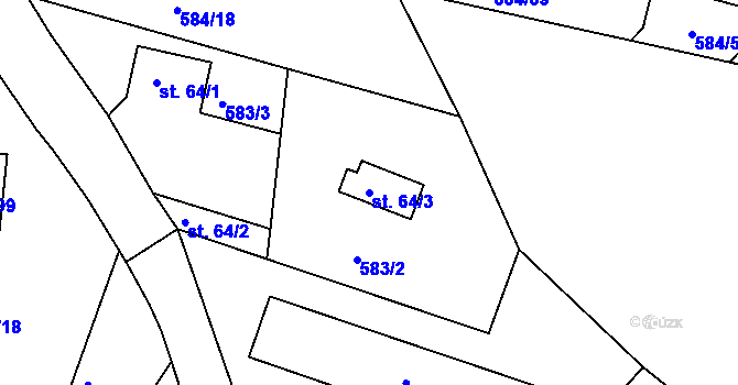 Parcela st. 64/3 v KÚ Hradiště u Písku, Katastrální mapa